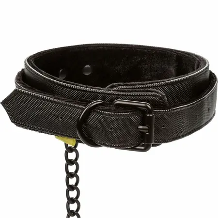 CalExotics Boundless Adjustable Collar & Leash Set, Vegan Leather, 49.5cm