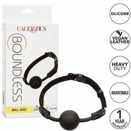CalExotics Boundless Adjustable Silicone Ball Gag Vegan Leather Strap 3.75cm