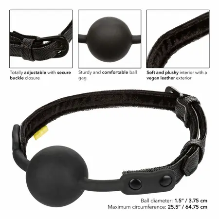CalExotics Boundless Adjustable Silicone Ball Gag Vegan Leather Strap 3.75cm