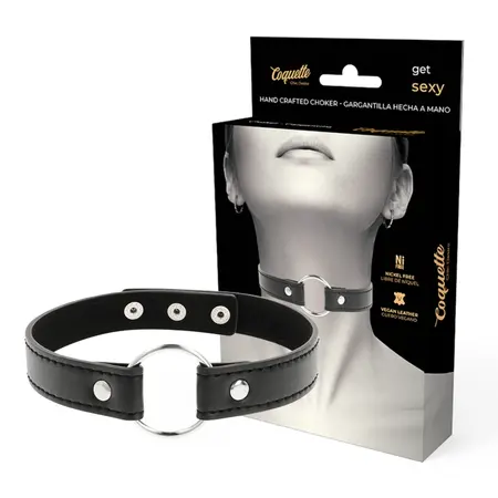 Coquette Chic Desire Vegan Leather Adjustable Necklace 38cm Black