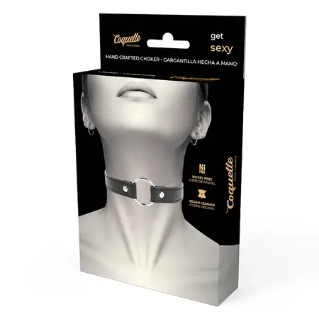 Coquette Chic Desire Vegan Leather Adjustable Necklace 38cm Black