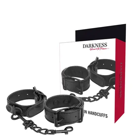 Darkness Široke Tanke Podesive Lisice Crne Teksturirane PU Kože