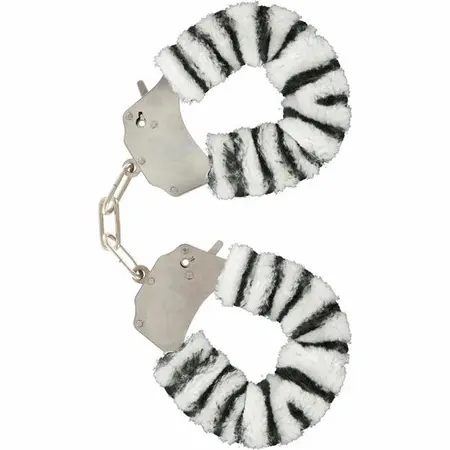 TOYJOY Krzneno-zabavne lisice Zebra - Mekani plišani sistem za vezivanje ručnih zglobova
