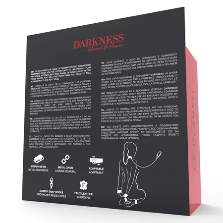 Darkness Crni kožni set ogrlice i lisica sa podesivim povodcem