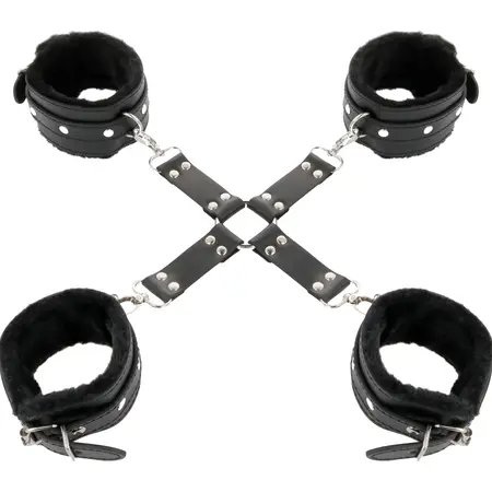 Darkness Premium Leather Restraint System for Hands and Feet, Black
