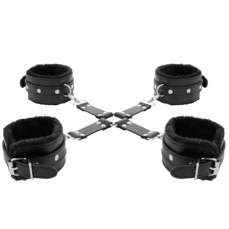 Darkness Premium Leather Restraint System for Hands and Feet, Black