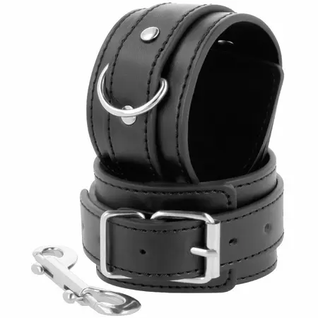 Darkness Black Adjustable Wrist Cuffs with Double Reinforcement, PVC
