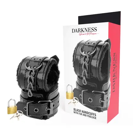 Darkness Podesive crne kožne lisice sa katancom Premium dizajn