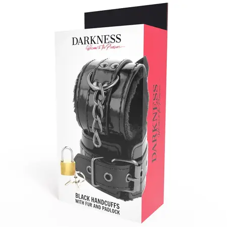 Darkness Podesive crne kožne lisice sa katancom Premium dizajn