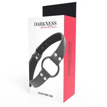 Darkness Adjustable Leather Ring Gag 3.6 cm - Black, Universal Fit
