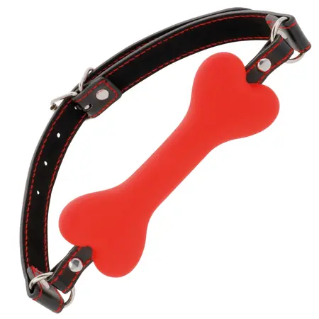 Darkness Crveni koštani silikonski podesivi gag - Vodootporan, 14.8 cm