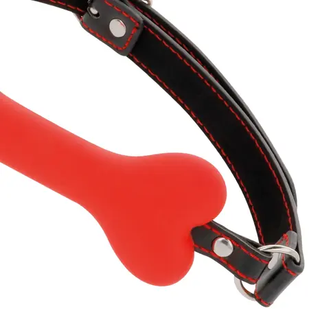 Darkness Crveni koštani silikonski podesivi gag - Vodootporan, 14.8 cm
