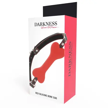 Darkness Crveni koštani silikonski podesivi gag - Vodootporan, 14.8 cm