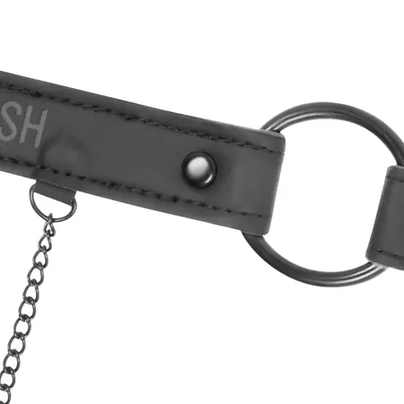 Fetish Submissive Veganski kožni ring gag sa podesivim stezaljkama za bradavice