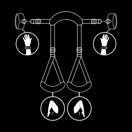 Fetish Submissive Podesivi sistem za vezivanje sa neoprenskom postavom Crni