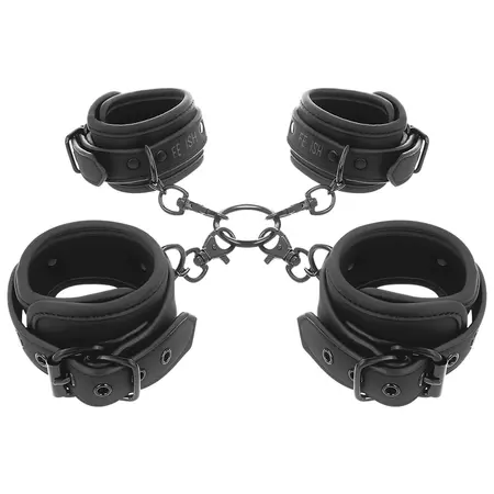 Fetish Submissive Set - Podesivi okovi za ruke i skočne zglobove, podstavljeni neoprenom