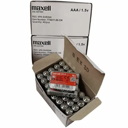 Maxell AAA R03 Saline Manganese Batteries 4-Pack, Reliable Power