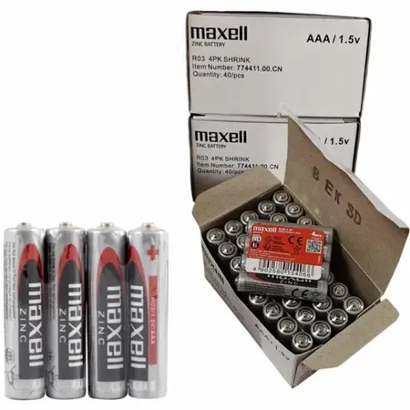 Maxell AAA R03 Saline Manganese Batteries 4-Pack, Reliable Power