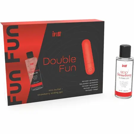 INTT Double Fun Kit - Vibrirajući Metak i Gel za Masažu Jagoda 50ml