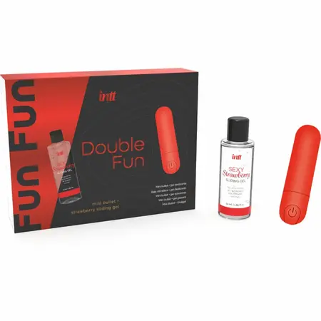 INTT Double Fun Kit - Vibrirajući Metak i Gel za Masažu Jagoda 50ml