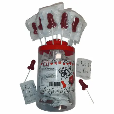 Diablo Picante Candy Lollipops Strawberry & Cherry 50pcs Display Jar