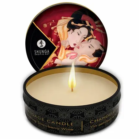 Shunga Mini Caress masažna sveća jagode i kava 30ml aromatična nega