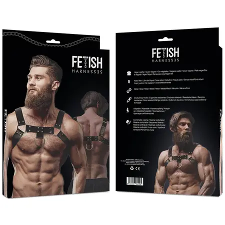 Fetish Submissive Attitude muški podesivi grudni pojas od eko kože crni