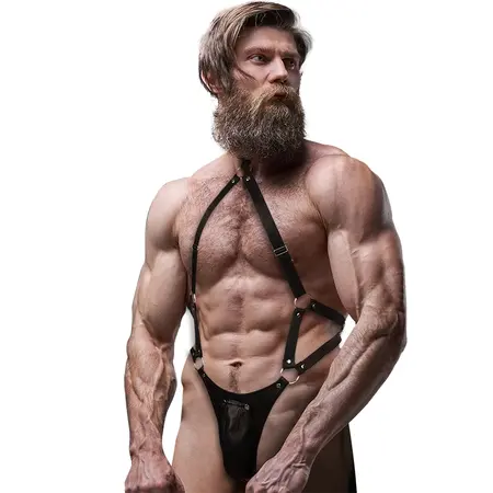 Fetish Submissive Attitude muški podesivi jock pojas od eko kože crni