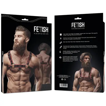 Fetish Submissive Attitude muški grudni pojas eko koža crveno/crni podesiv
