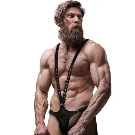 Fetish Submissive Attitude muški podesivi V-oblika pojas od eko kože