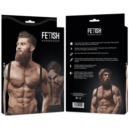 Fetish Submissive Attitude muški podesivi grudni pojas od eko kože crni