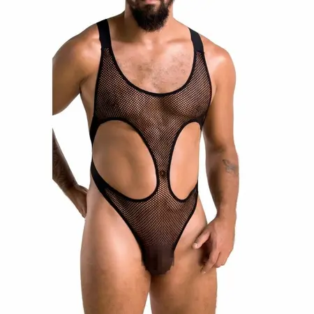 Passion Body Leon crni L/XL – elegantan čipkasti bodi, proizveden u EU