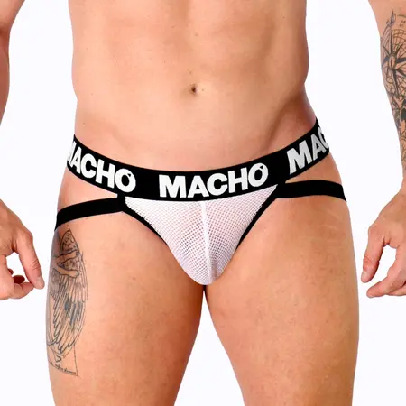 Macho MX26X1 Atletski Mrežasti Jockstrap Bela S - Prozračna Podrška