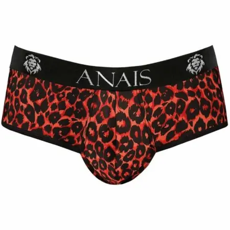 Anais Men TRIBAL Jock Bikini M - Red Microfiber, Open Back, Animal Print