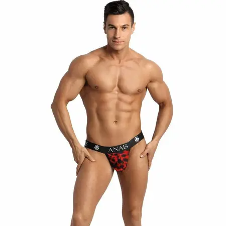 Anais Men Savage Jock Strap XL - Red Microfiber, Animal Print, Bold Cut