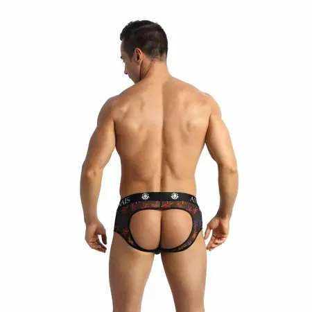 ANAIS Men Chill Jock Bikini L - Black Tulle, Open Back, Colorful Print