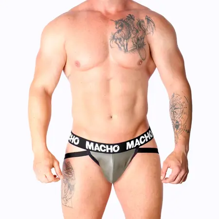Macho MX27GR Jockstrap Veštačka Koža Sivo-Bež Veličina M