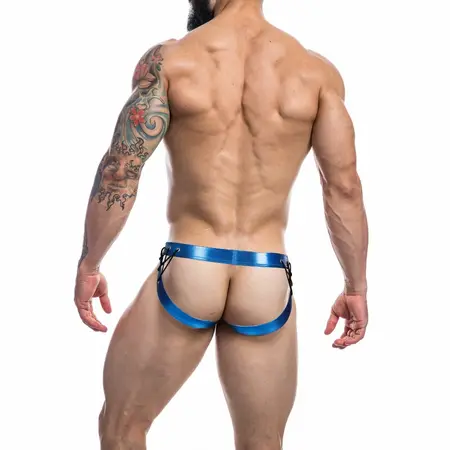 Cut4Men Jockstrap Desire Blue Leatherette XL - Athletic Support Underwear