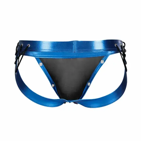 Cut4Men Jockstrap Desire Blue Leatherette XL - Athletic Support Underwear