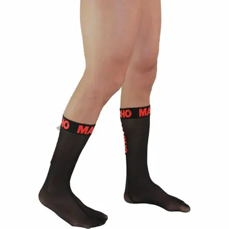 Macho Tanke Čarape Crna/Crvena One Size - Elastičan Poluprovidni Dizajn