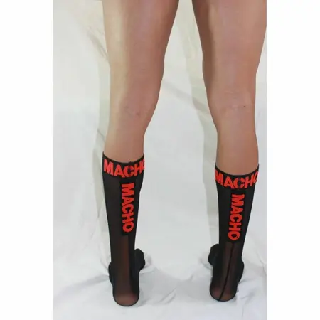 Macho Tanke Čarape Crna/Crvena One Size - Elastičan Poluprovidni Dizajn