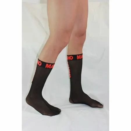 Macho Tanke Čarape Crna/Crvena One Size - Elastičan Poluprovidni Dizajn