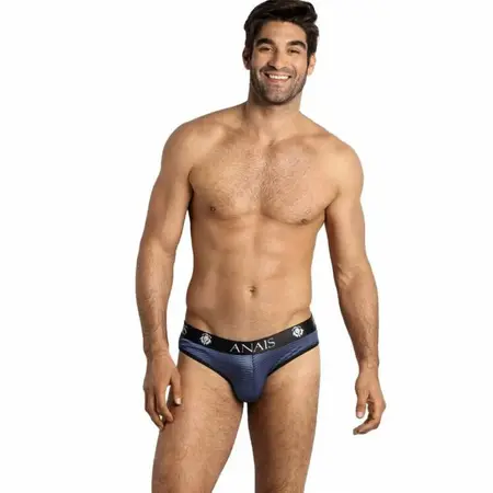 ANAIS MEN Naval Slip XL - Plave mrežaste gaćice sa satenskim prugama