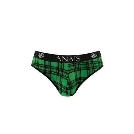 Anais Men Magic Slip L - Green & Black Checkered Lycra Briefs
