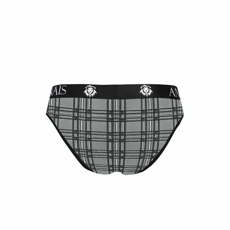 ANAIS MEN Balance Slip L - Microfiber Checked Briefs, Black/Grey/White