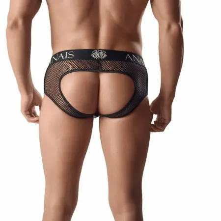 Anais Men ARES Jock Bikini L Black - Mesh & Leather Look, Exposed Back