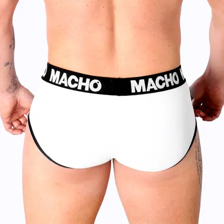MACHO MS30BL Men’s Slip White M - Classic Breathable Lycra Underwear