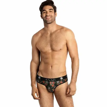 ANAIS MEN Power Slip S - Modal Briefs with Skull & Rose Print