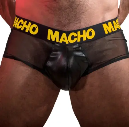 Macho MX24AN Brief Shades Yellow XL - Transparent Synthetic Leather Look