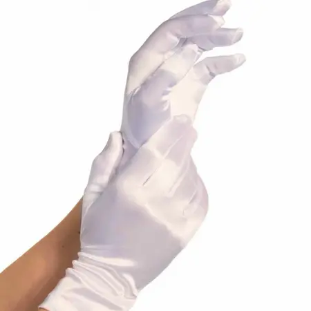 Leg Avenue Satin Kratke Rukavice Bele Elegantan Završetak Jedna Veličina